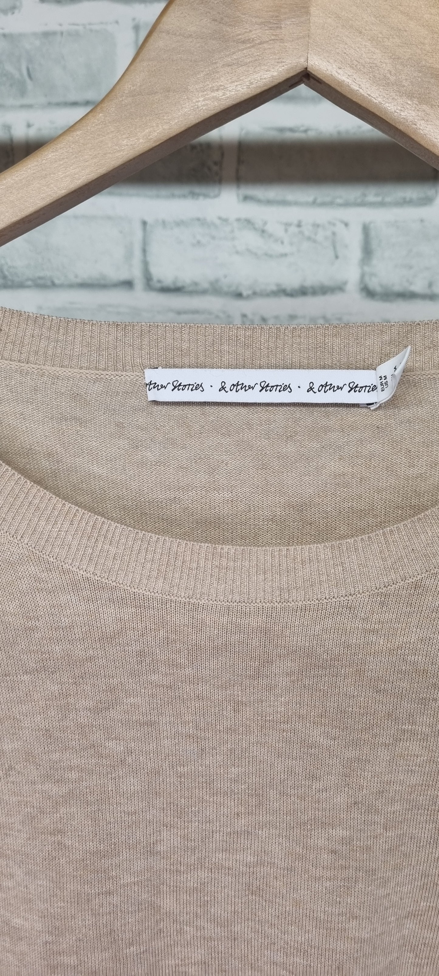 & Other Stories Oversized Beige Jumper Dress with Drop Shoulder Size Medium