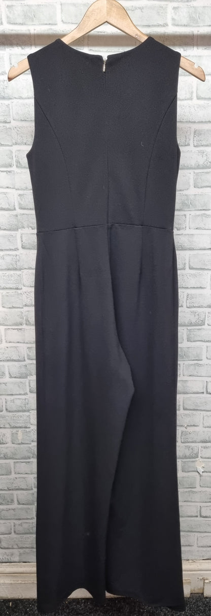 DKNY Black Sleeveless Gold Zip Detail Jumpsuit Size US 6