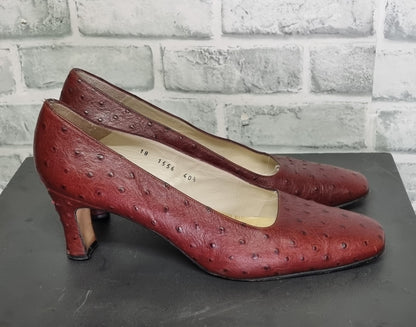 Vintage Lanvin Paris Brown Square Toe 3 Inch Heels Size 40 1/2