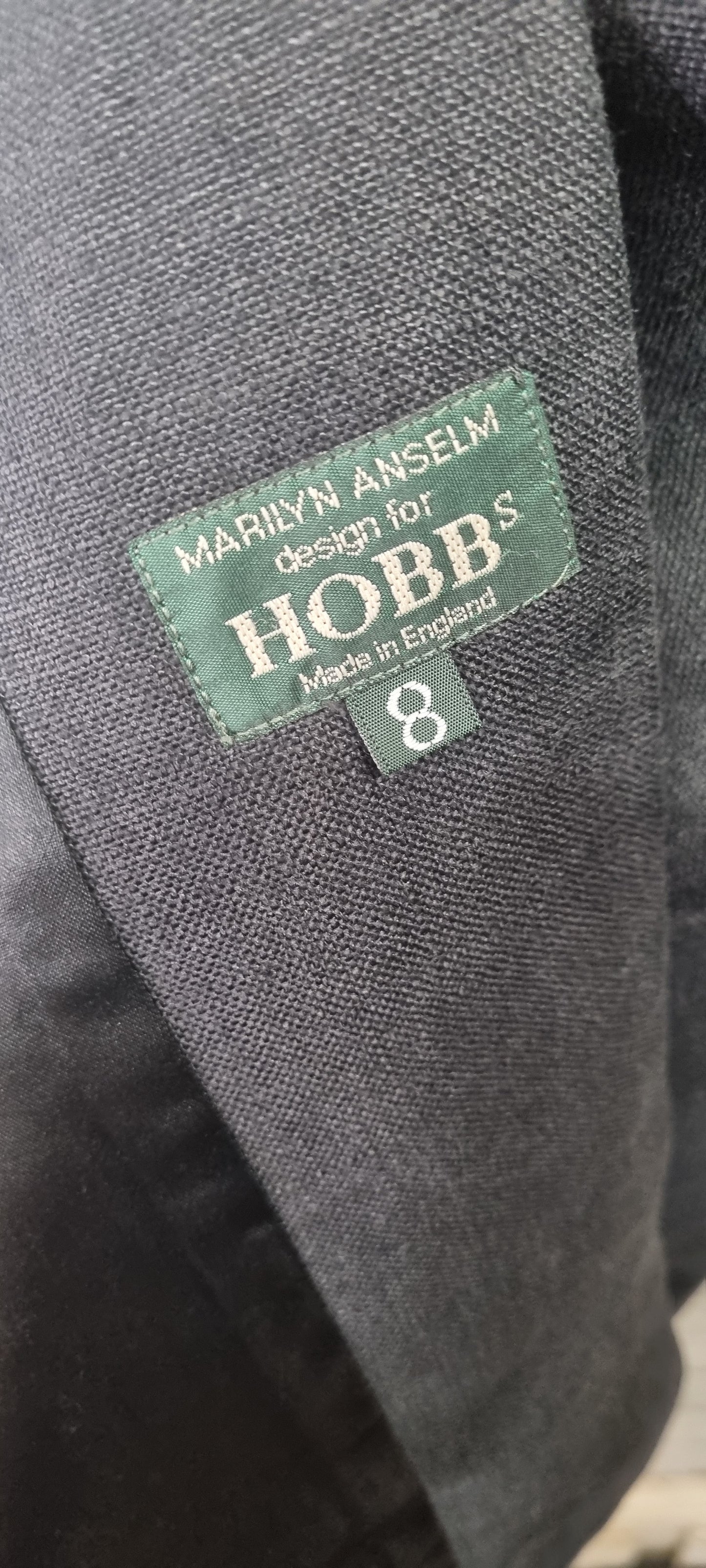 Marilyn Anselm for Hobbs Black Linen Midi Coat Size 8