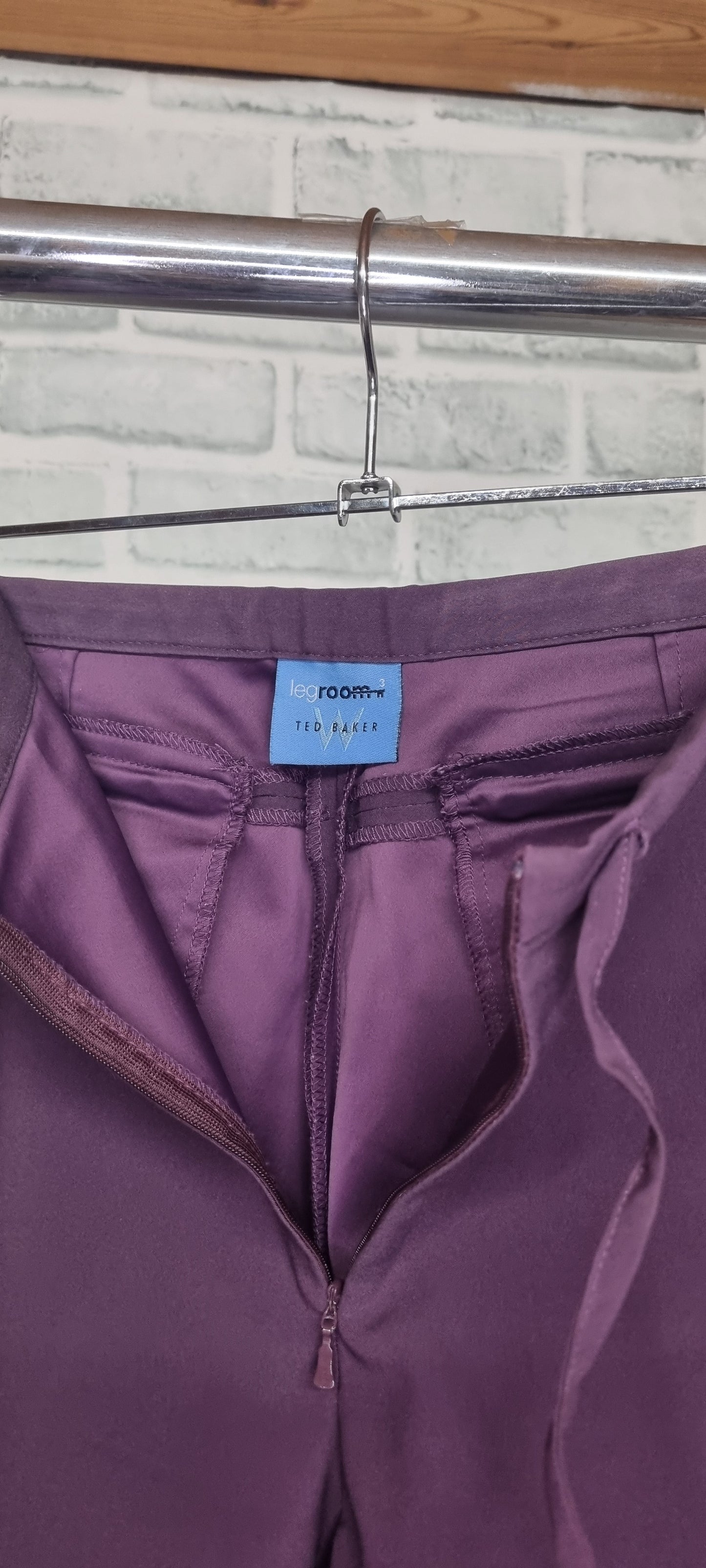 Ted Baker Leg Room Purple Straight Leg Trousers Size 3