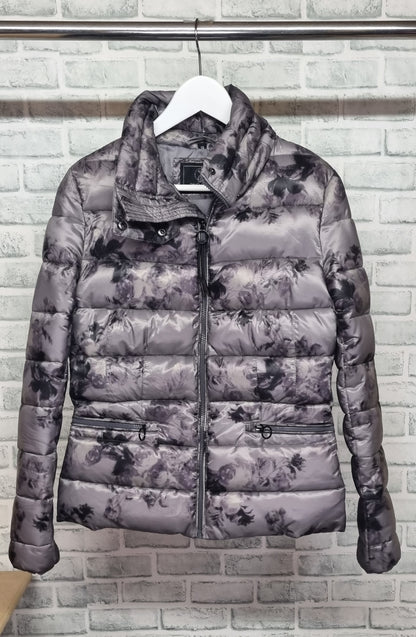 Rino & Pelle Floral Grey Padded Puffer Jacket Size 36