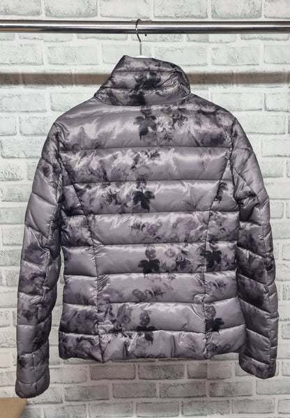 Rino & Pelle Floral Grey Padded Puffer Jacket Size 36