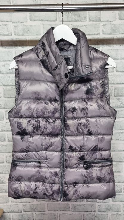 Rino & Pelle Floral Grey Padded Puffer Vest Size 36