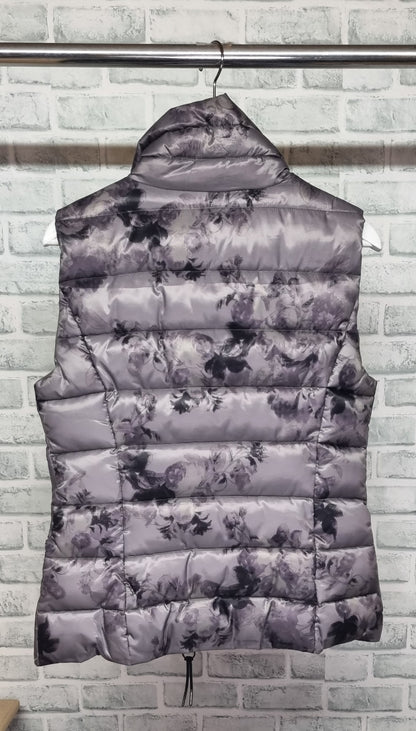 Rino & Pelle Floral Grey Padded Puffer Vest Size 36