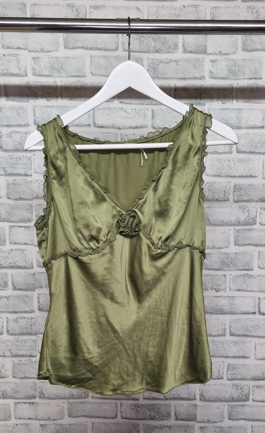 Max Studio Green Silk Top Size Medium