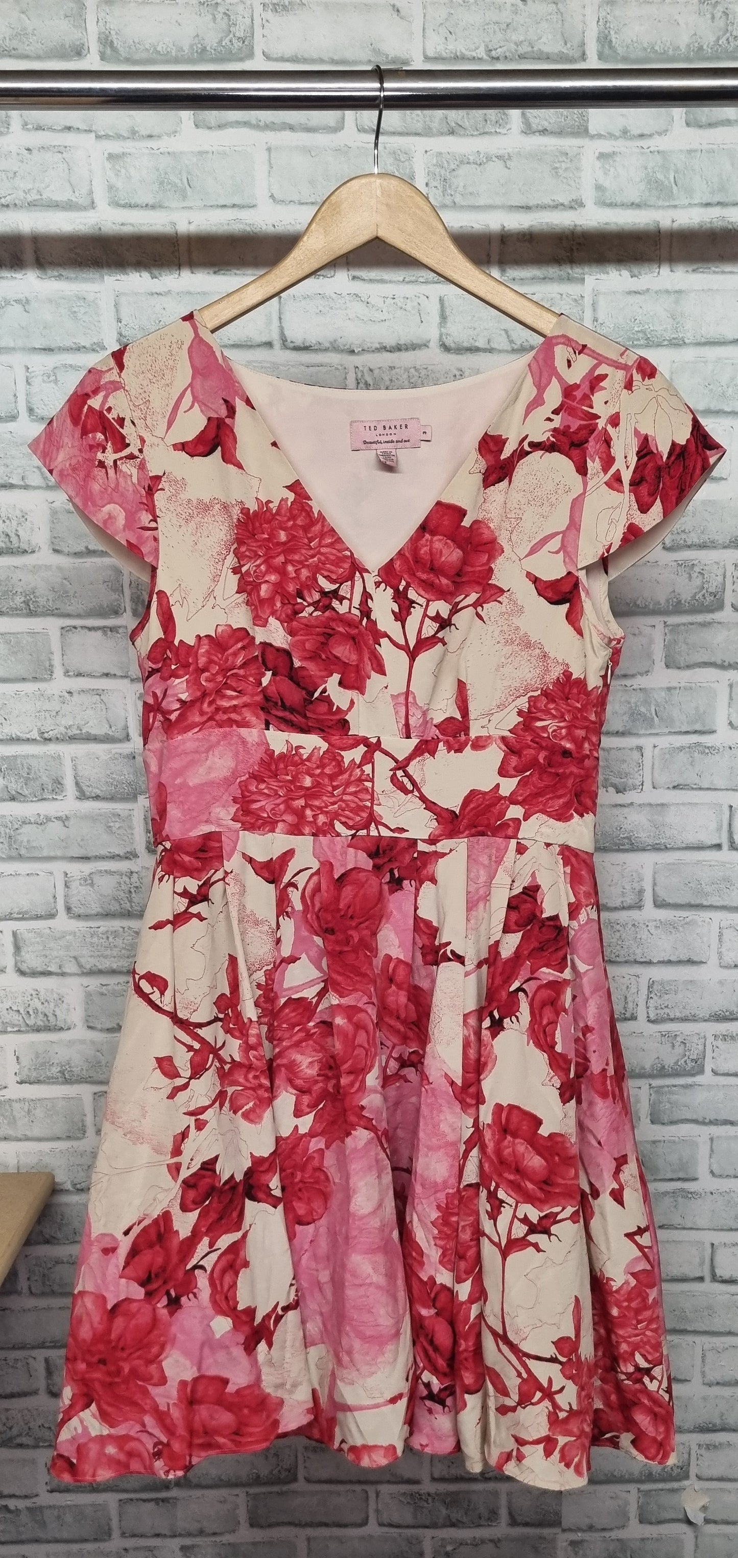 Ted Baker Floral Silk Midi Dress Size 3