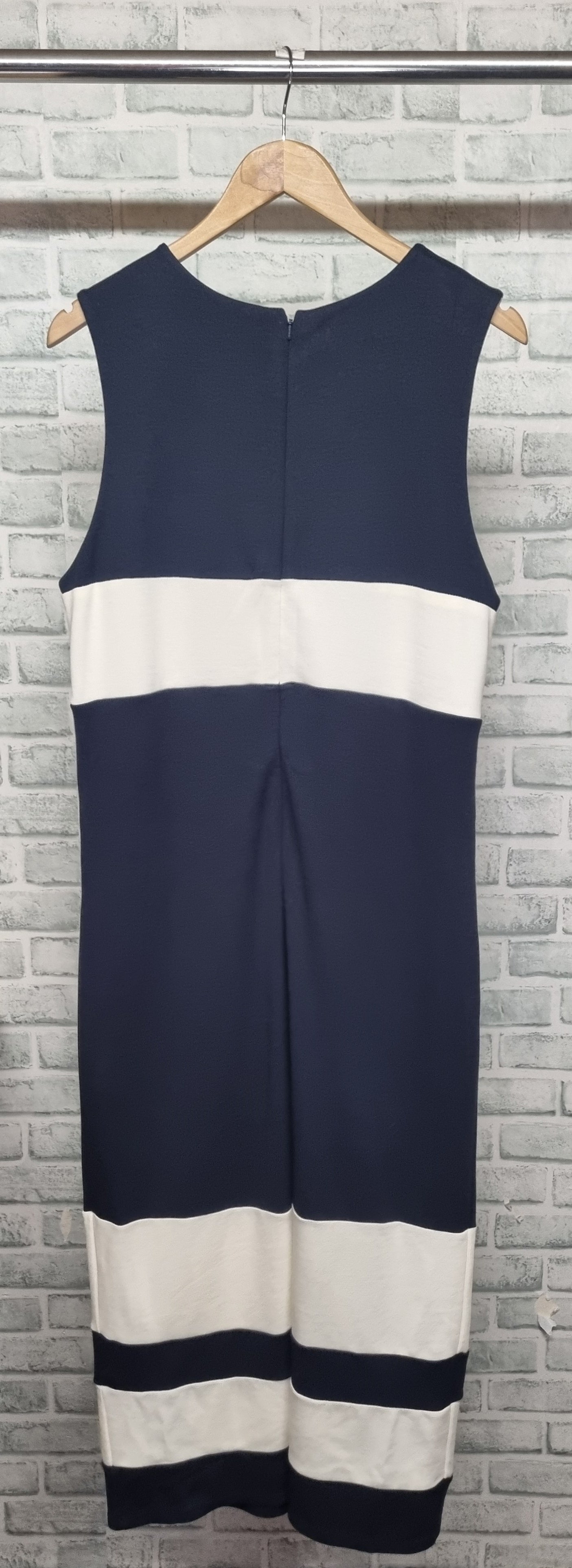 Hobbs Cream and Navy Stripe Maxi Shift Dress Size 16