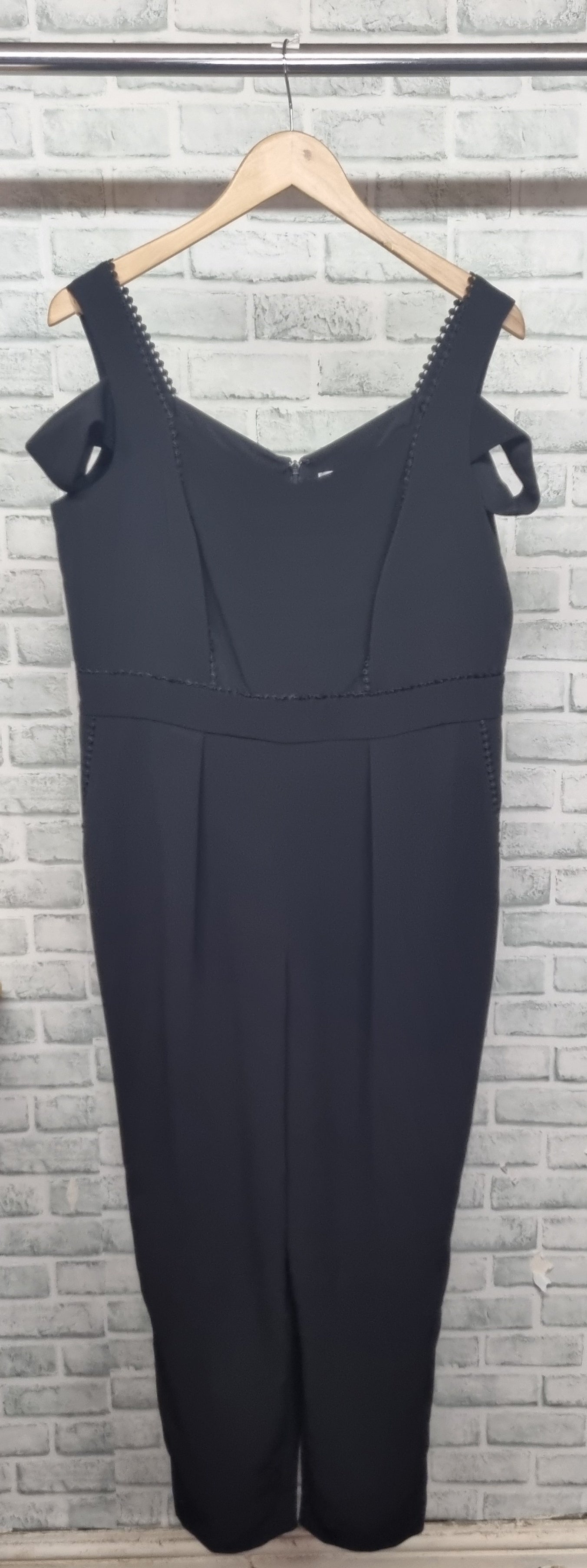 Precis Petite Black Open Shoulder Jumpsuit Size 16