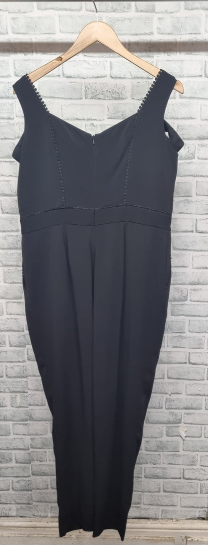 Precis Petite Black Open Shoulder Jumpsuit Size 16