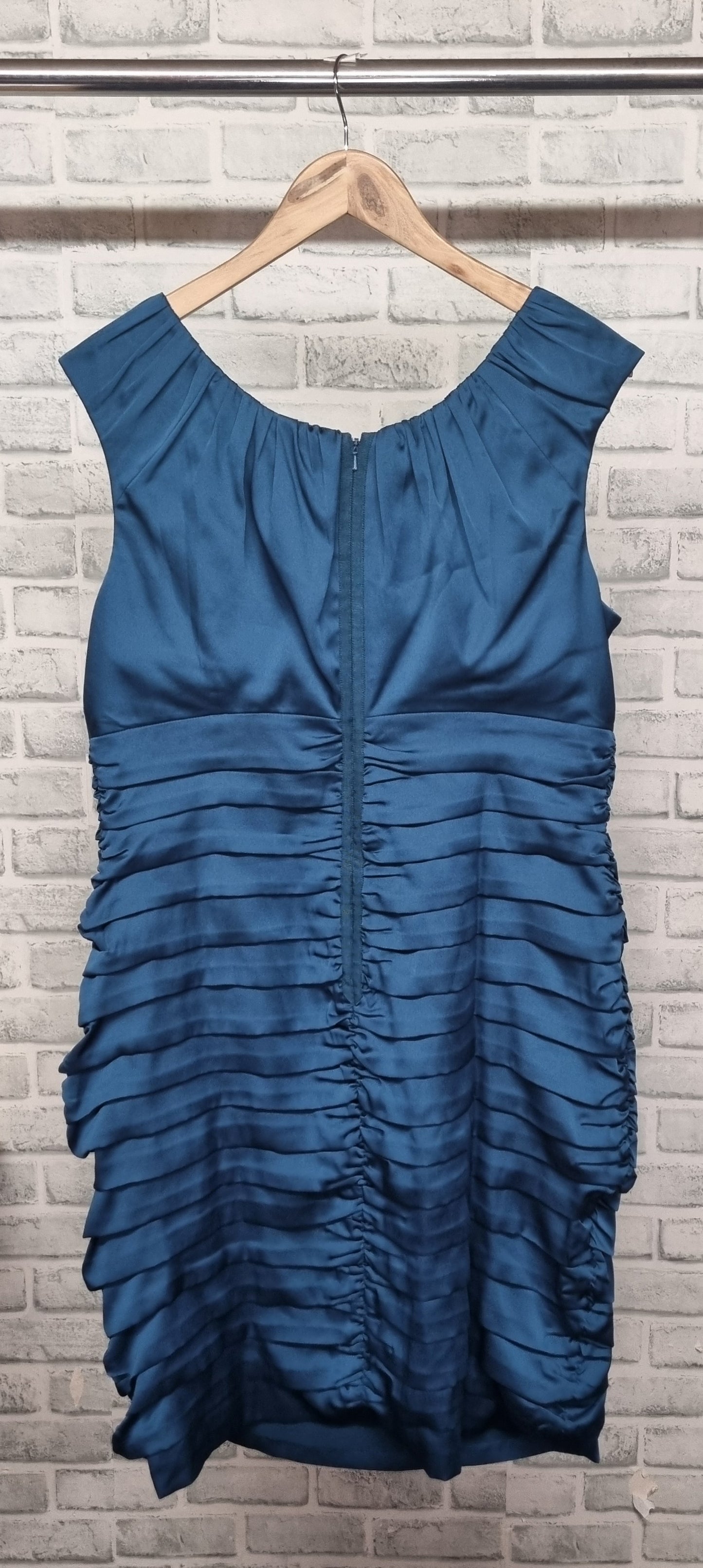 Coast Teal Blue Shutter Skirt Midi Dress Size 18