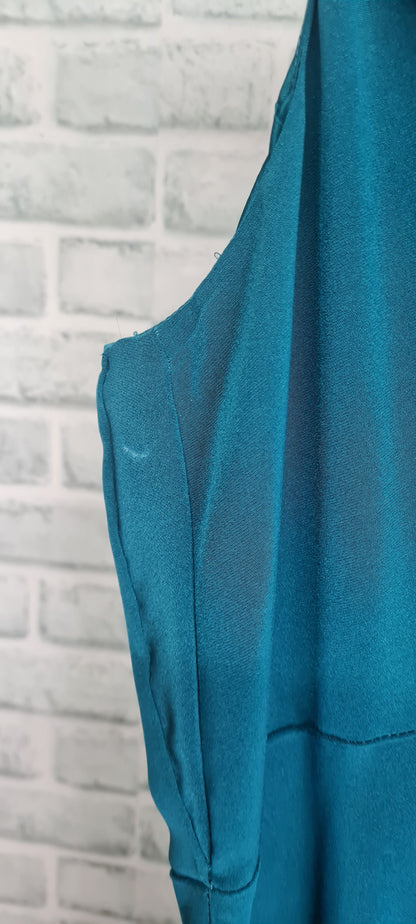 John Lewis Cowl Neck Lace Detail A-Line Teal Maxi Dress Size 16