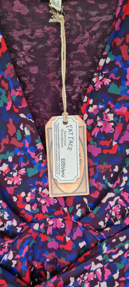 Fat Face Delphine Abstract Purple Midi Dress Size 14 BNWT