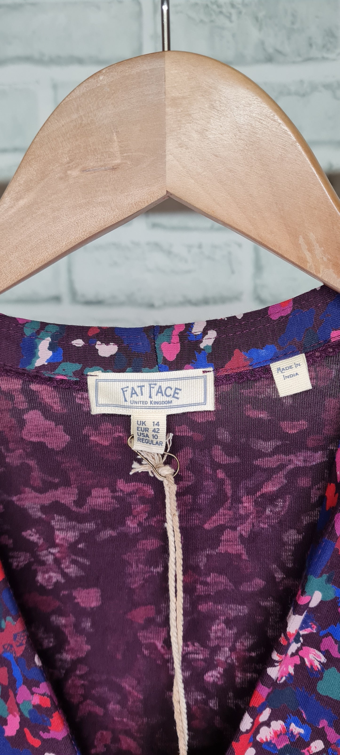 Fat Face Delphine Abstract Purple Midi Dress Size 14 BNWT