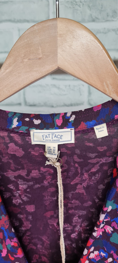 Fat Face Delphine Abstract Purple Midi Dress Size 14 BNWT