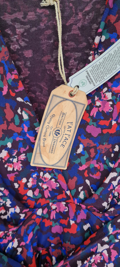 Fat Face Delphine Abstract Purple Midi Dress Size 14 BNWT