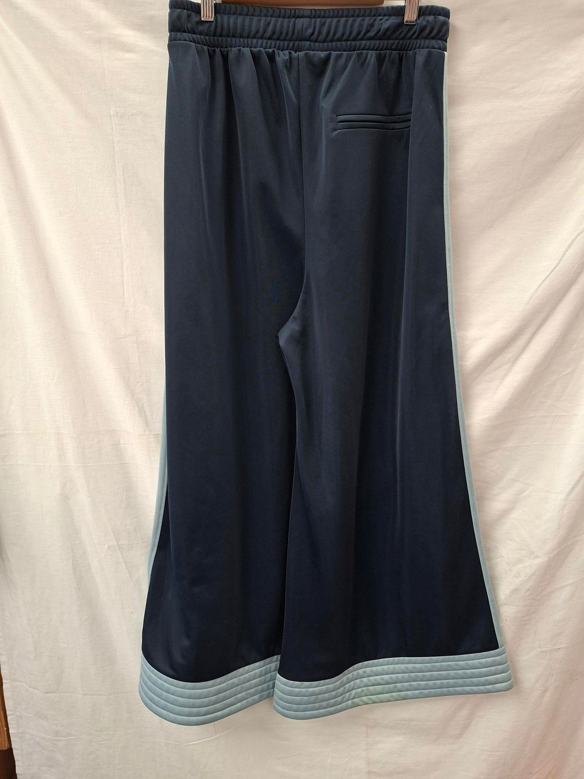 Ganni Wide Leg Track Trousers in Navy Size 10