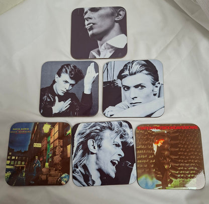 David Bowie coaster set of 6 Including Ziggy Stardust, Station to Station and Heroes cover photos