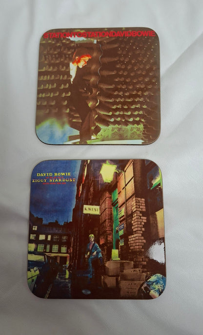 David Bowie coaster set of 6 Including Ziggy Stardust, Station to Station and Heroes cover photos