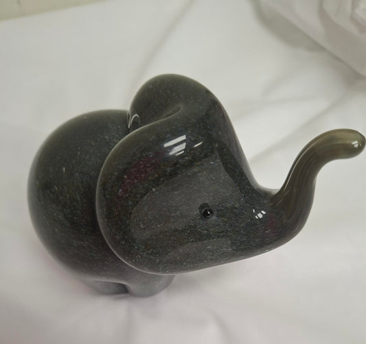 Langham Glass Crystal Grey Elephant signed Paul Miller