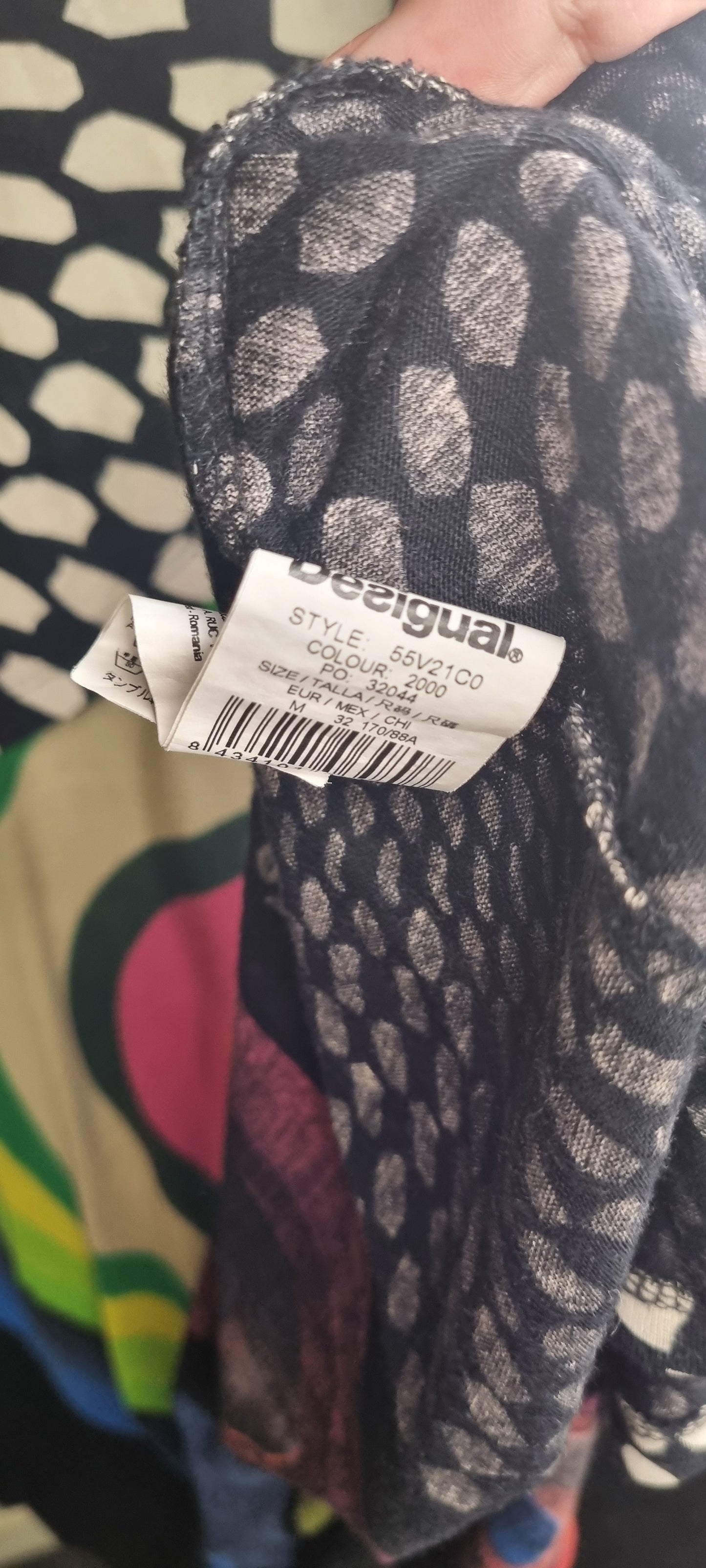 Desigual Long Sleeve Round Neck Asymmetrical Midi Dress Size Medium