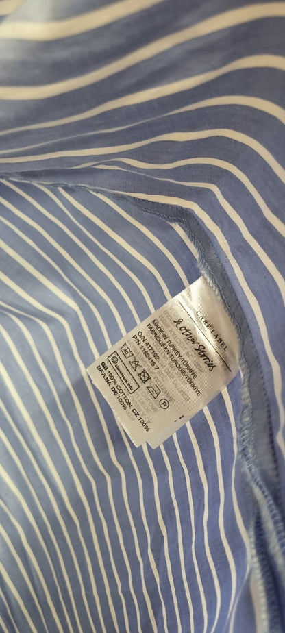& Other Stories Blue Striped Shirt Button Up Mini Dress Size 16