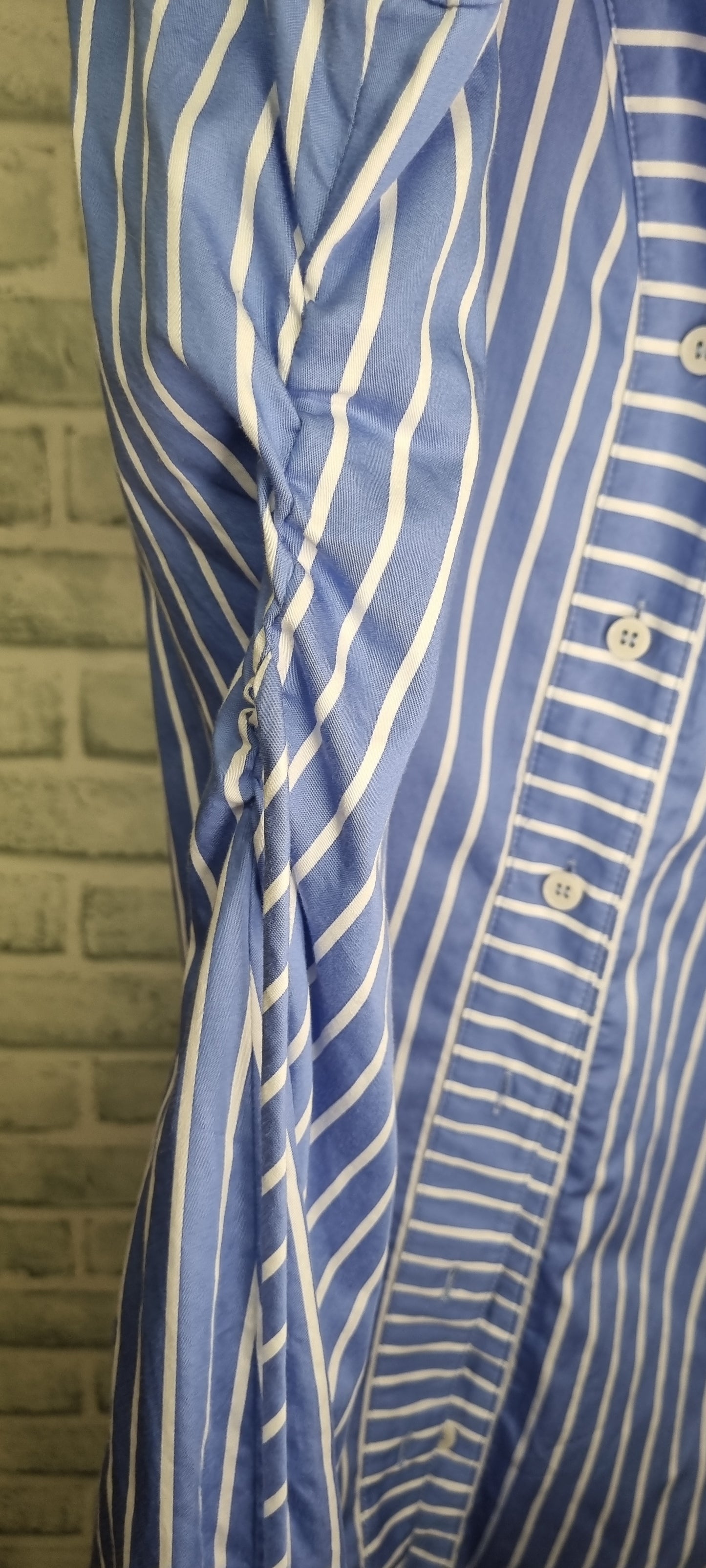 & Other Stories Blue Striped Shirt Button Up Mini Dress Size 16