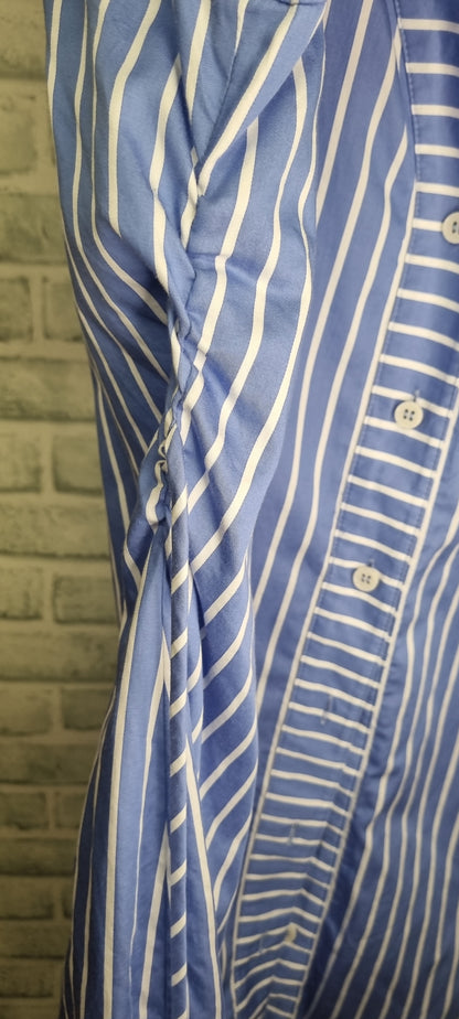 & Other Stories Blue Striped Shirt Button Up Mini Dress Size 16