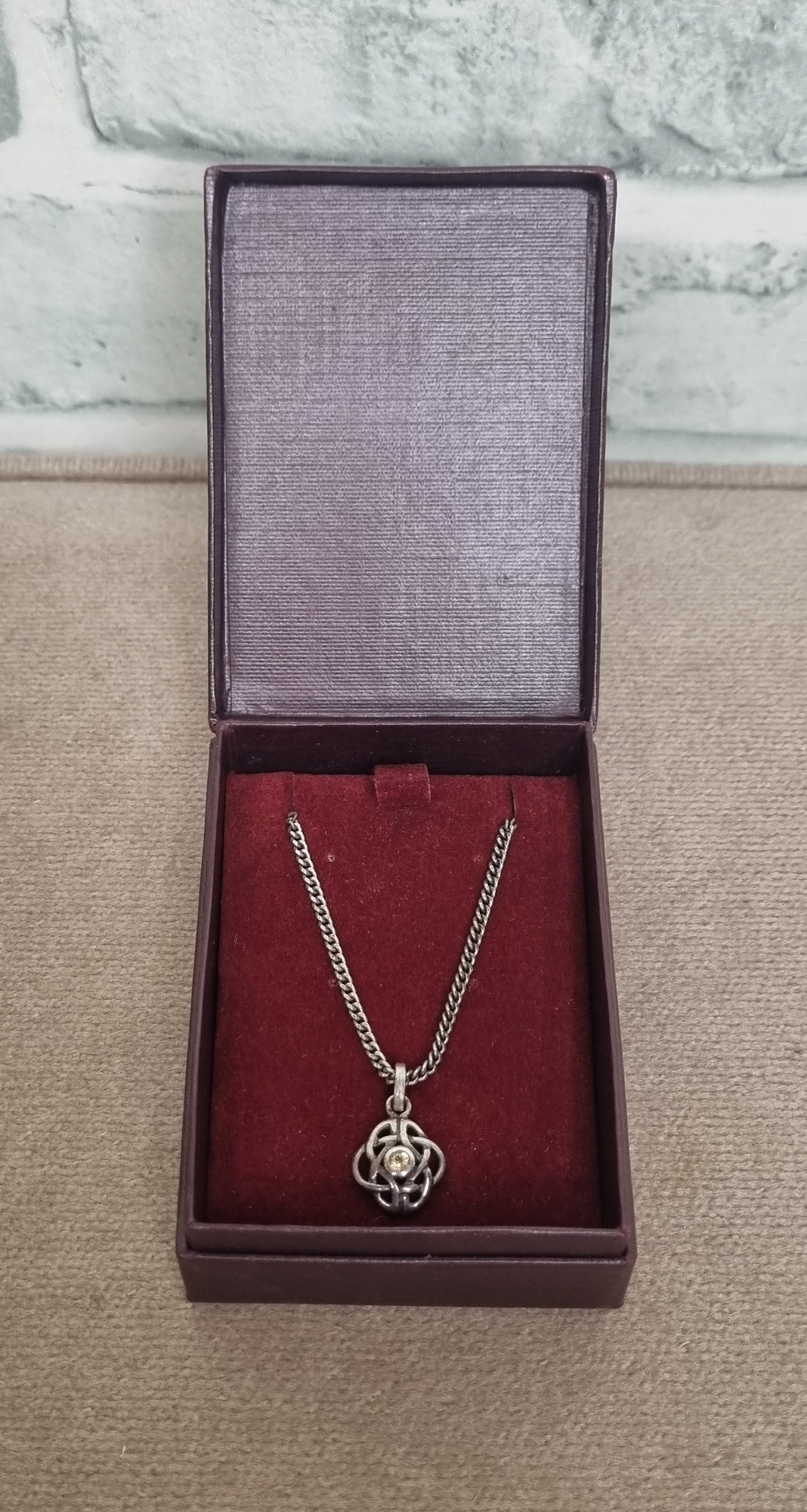 Past Times Celtic Birthstone Jewellery Sterling Silver 18 Inch Princess Necklace with Topaz Stone