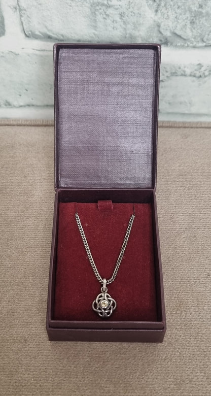 Past Times Celtic Birthstone Jewellery Sterling Silver 18 Inch Princess Necklace with Topaz Stone