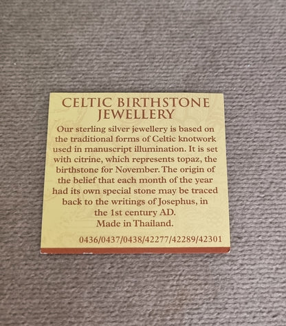 Past Times Celtic Birthstone Jewellery Sterling Silver 18 Inch Princess Necklace with Topaz Stone