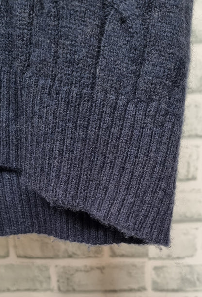 U.S. POLO ASSN Navy Cable Knit V-neck Wool Blend Jumper Size M/12
