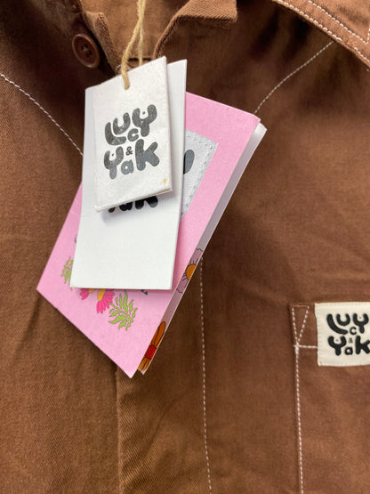 BNWT Lucy and Yak Carmen Jumpsuit Organic Cotton Oak Brown 2XL