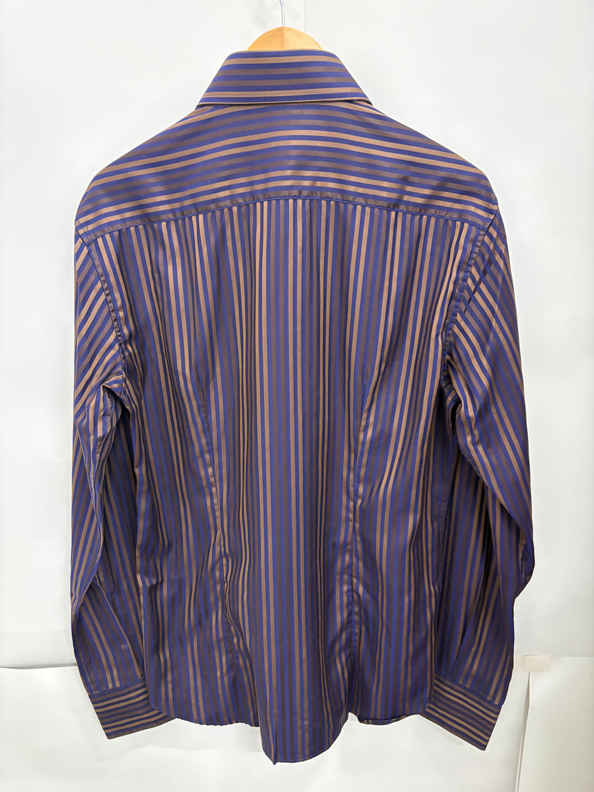 Poggianti 1958 Mens Bronze/Blue Long Sleeve Dress Shirt Size M