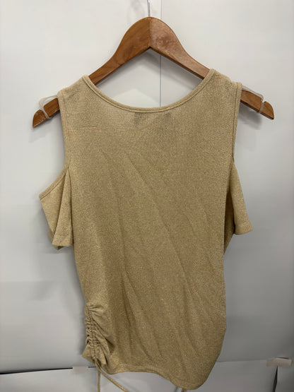Frank Lyman Montreal Design Collection Metallic Gold Womens Shoulder Top Size 10 - BNWT