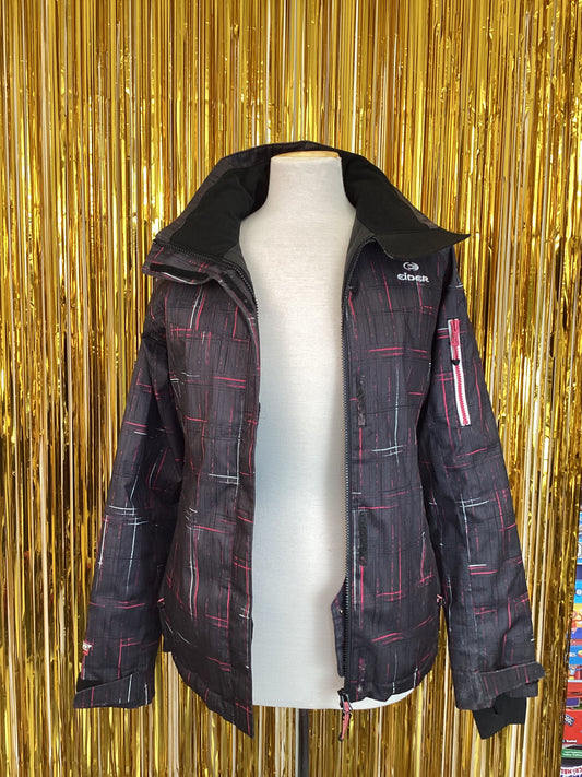 Eider Black Ski Jacket with Pink Accents UK10