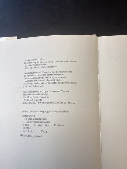 The Cranks Recipe Book by David Canter, Kay Canter and Daphne Swann