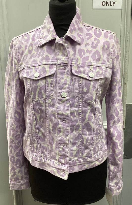 BNWT 7 For All Mankind Pale Purple Leopard Print Cotton Jacket