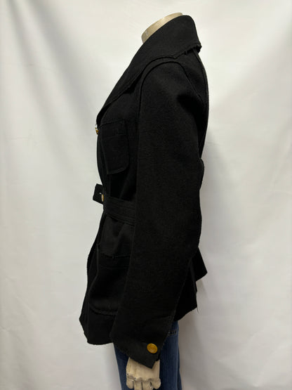 Vivienne Westwood Red Label Black Wool Belted Cropped Coat 12/IT 44