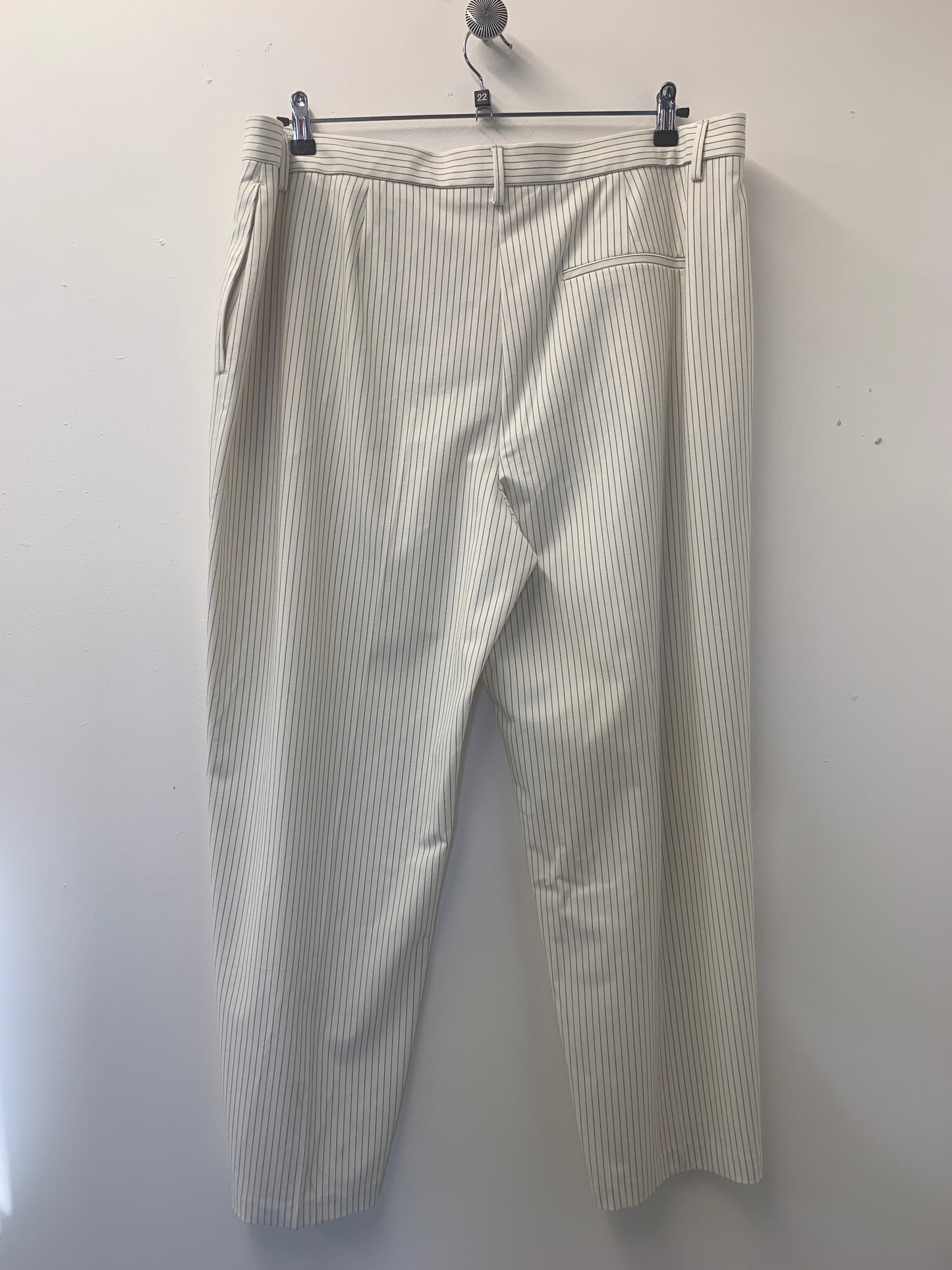 BNWT M&S White and Grey Pinstripe Smart Trousers