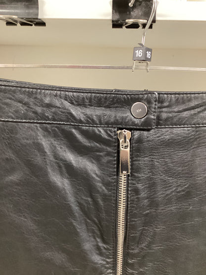 Karen Millen Black Textured Leather Zip Skirt Size 16