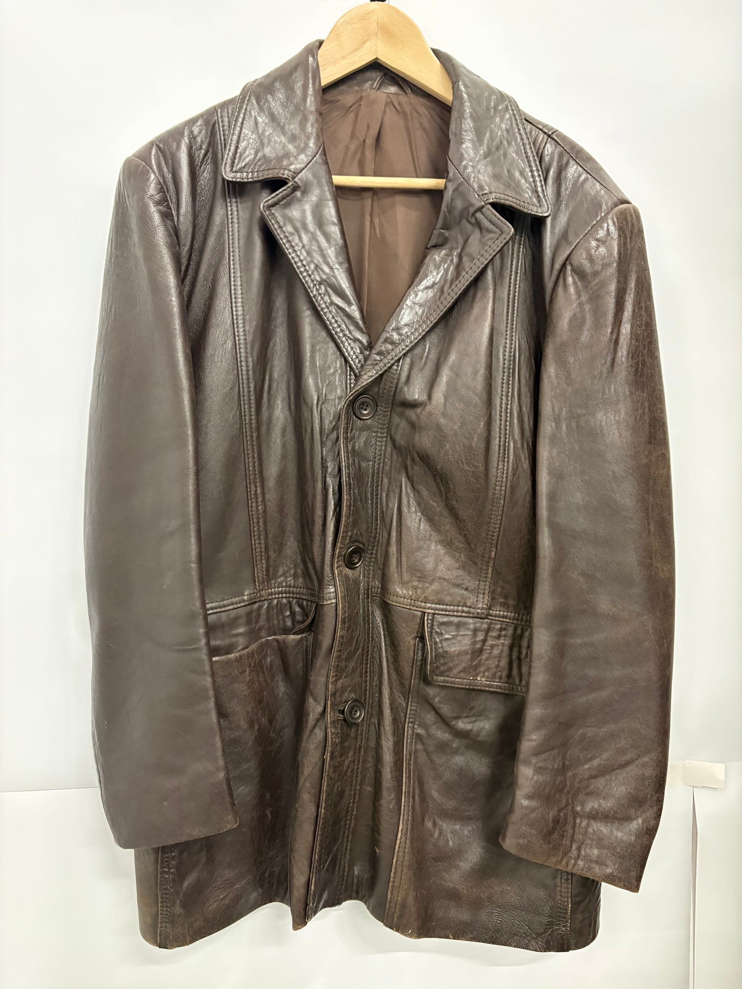 Vintage Mens St Michael Leather Coat Size L
