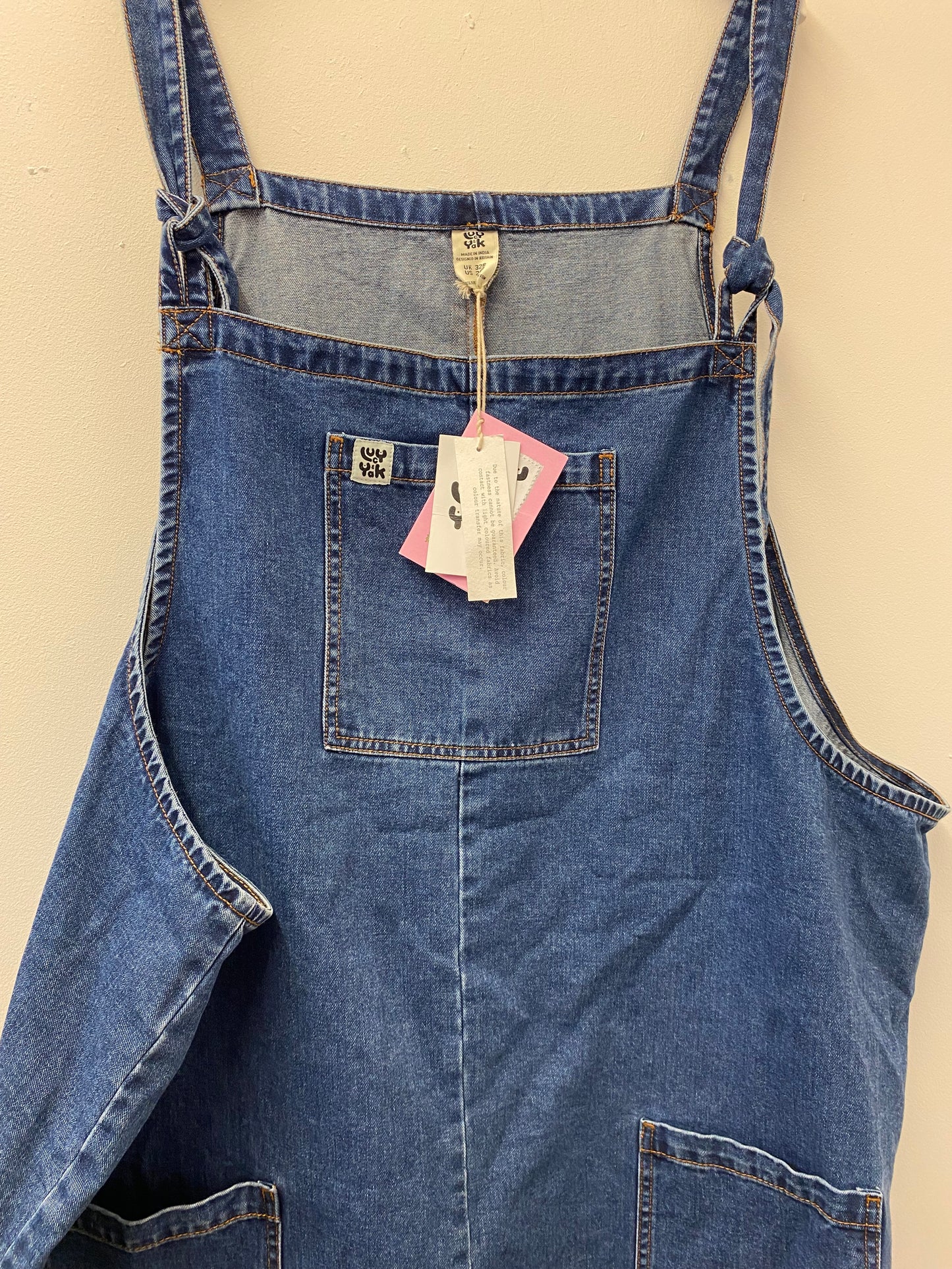 BNWT Lucy and Yak Original Dungaree Shorts Organic denim 32R