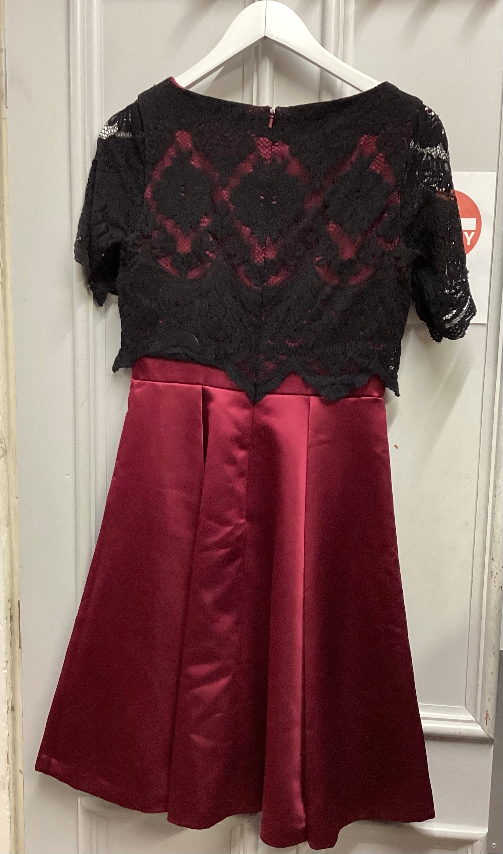 Jacques Vert Petite BNWT Wine Red dress and Black Lace Covered