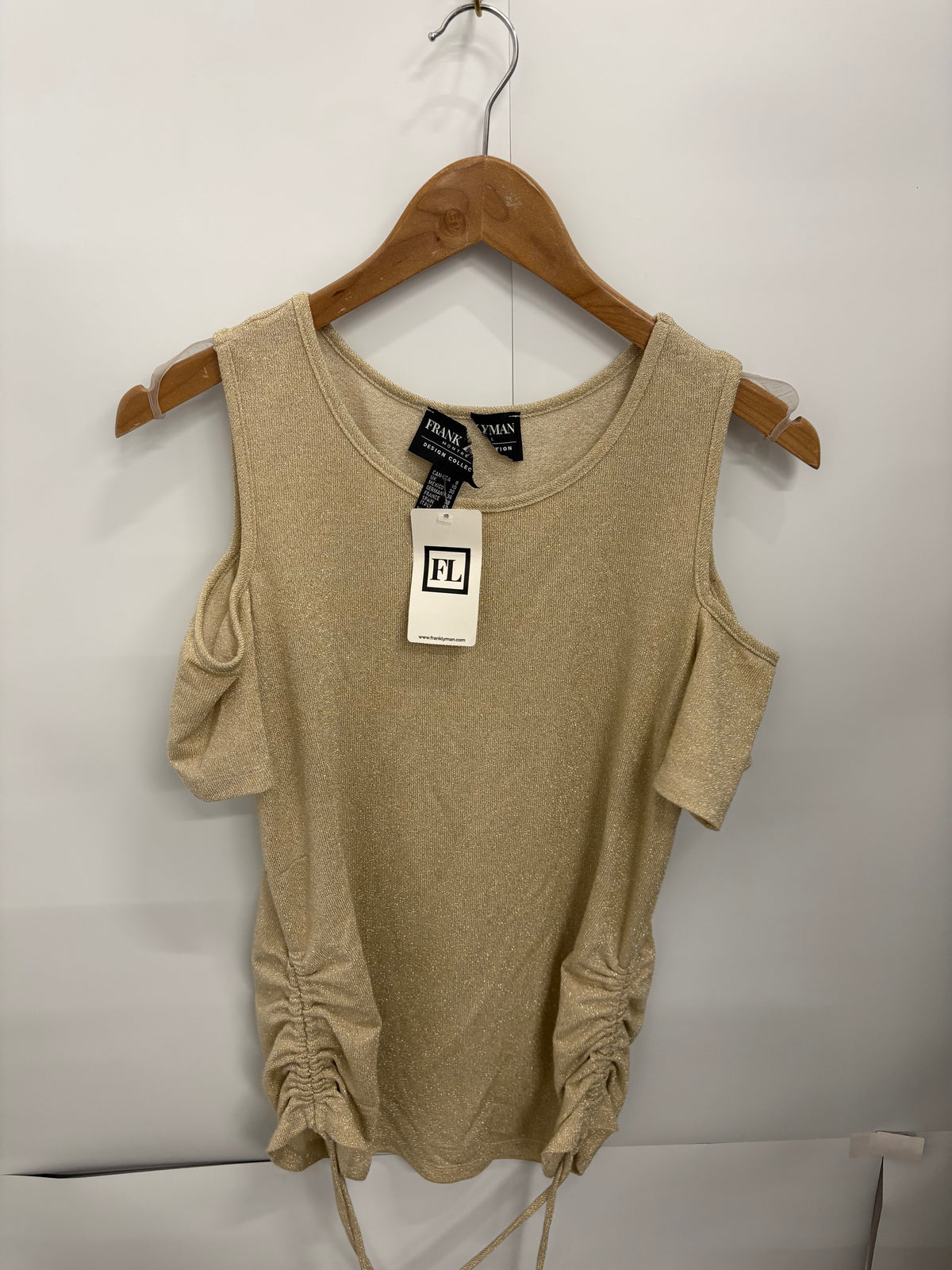 Frank Lyman Montreal Design Collection Metallic Gold Womens Shoulder Top Size 10 - BNWT