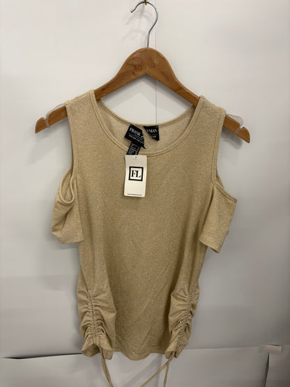 Frank Lyman Montreal Design Collection Metallic Gold Womens Shoulder Top Size 10 - BNWT