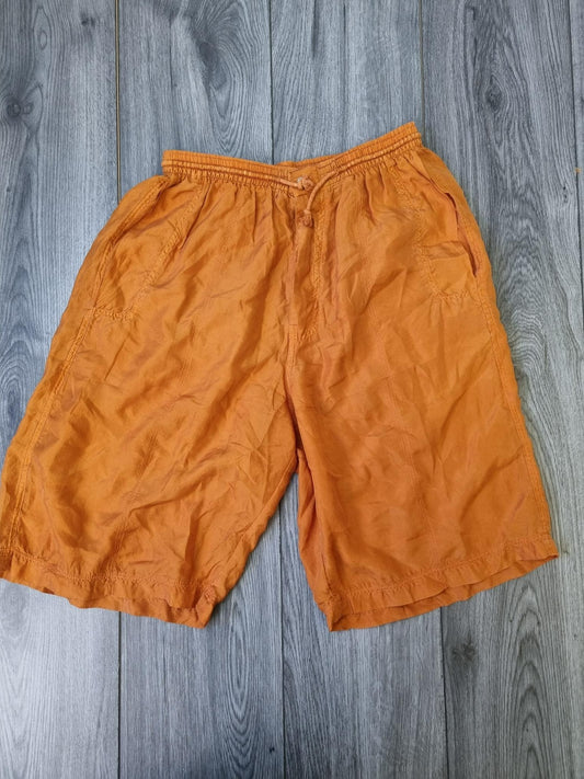 J Taverniti Air Silk Division Brown/Gold 100% Silk Shorts Size Small