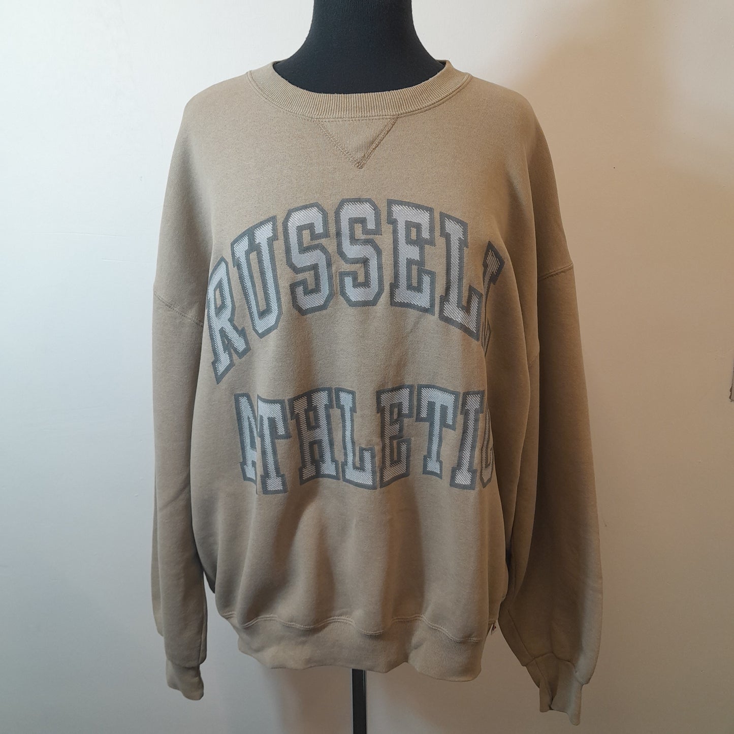 Vintage Retro 80's Russel Athletic XL Beige Sweat Shirt Jumper