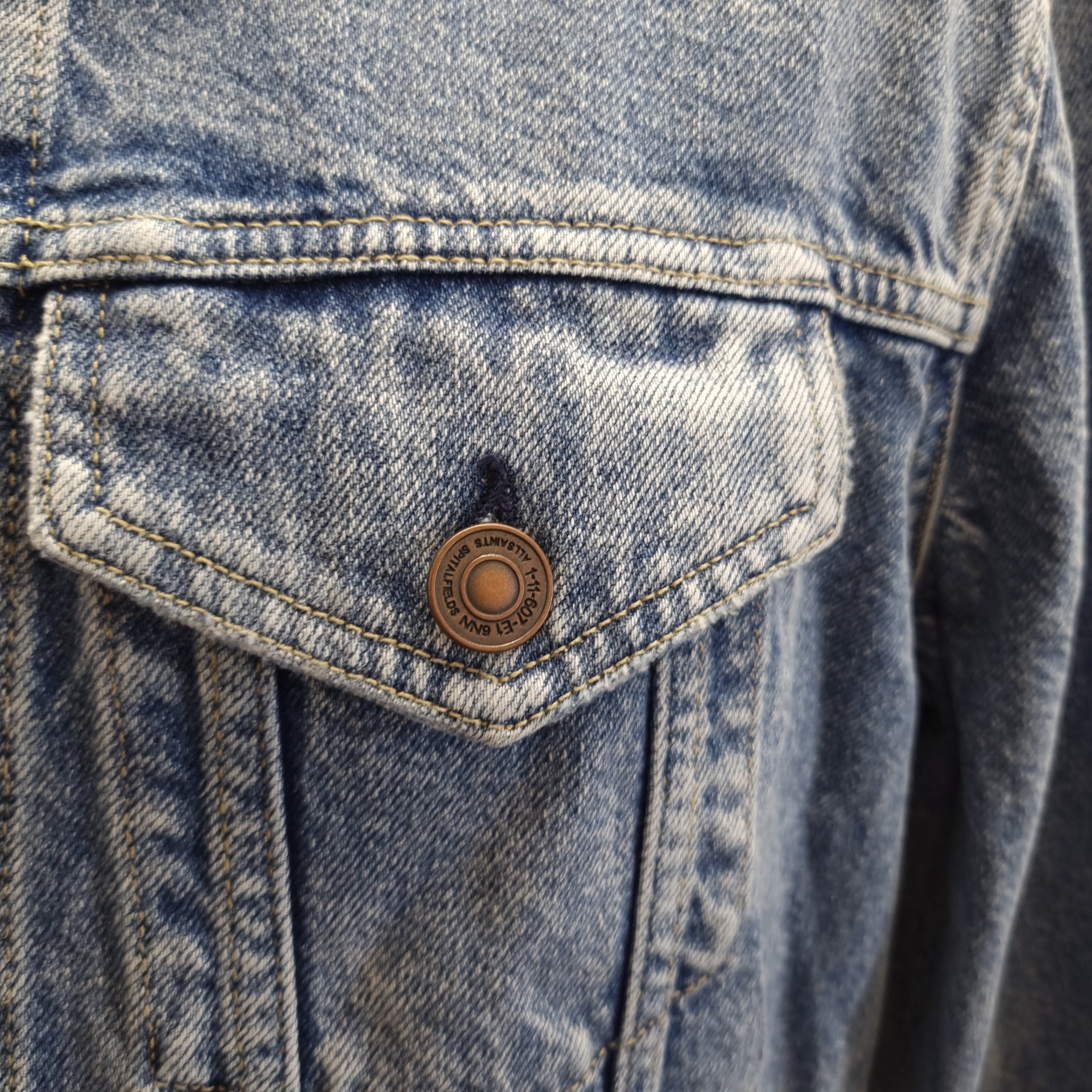 AllSaints Finch Camo Embellished Denim Jacket in Grey | Lyst UK