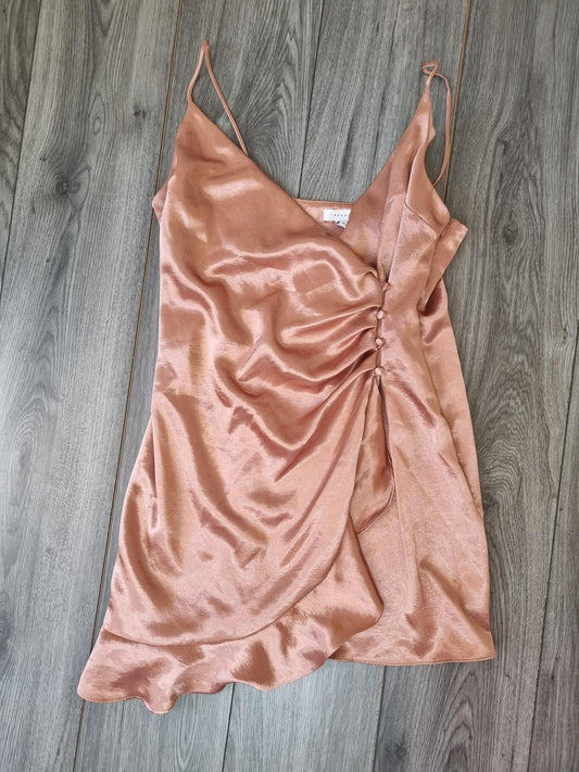 Topshop Peach Button Detail Dress Size 14 BNWT